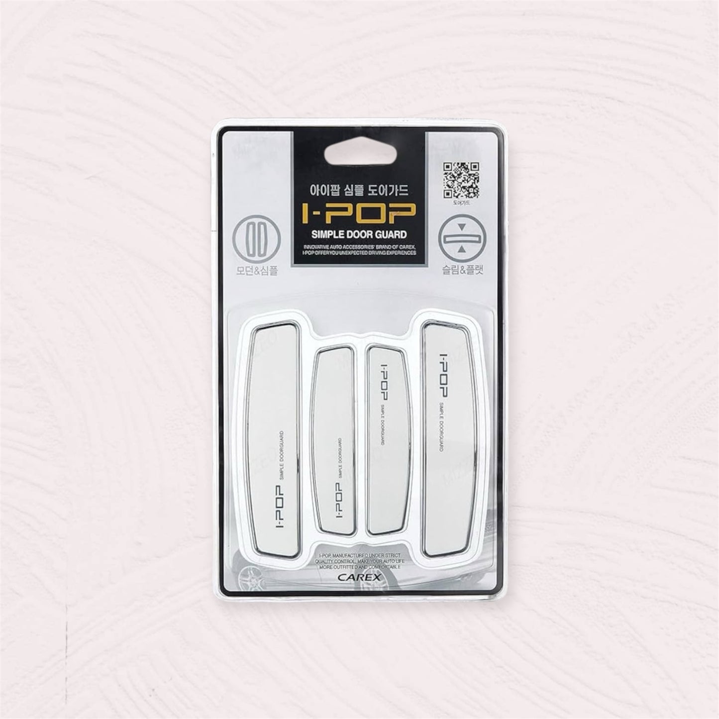 I Pop Car Door Edge Guard Protector all cars (Silver & White, Set of 4)