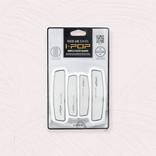I Pop Car Door Edge Guard Protector all cars (Silver & White, Set of 4)