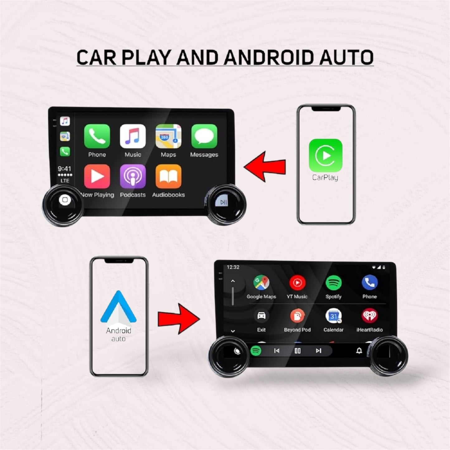 GEMSTONE QLED/1K/2K 10.1 in Dual Knobs ANDROID ( 4+ 64GB)