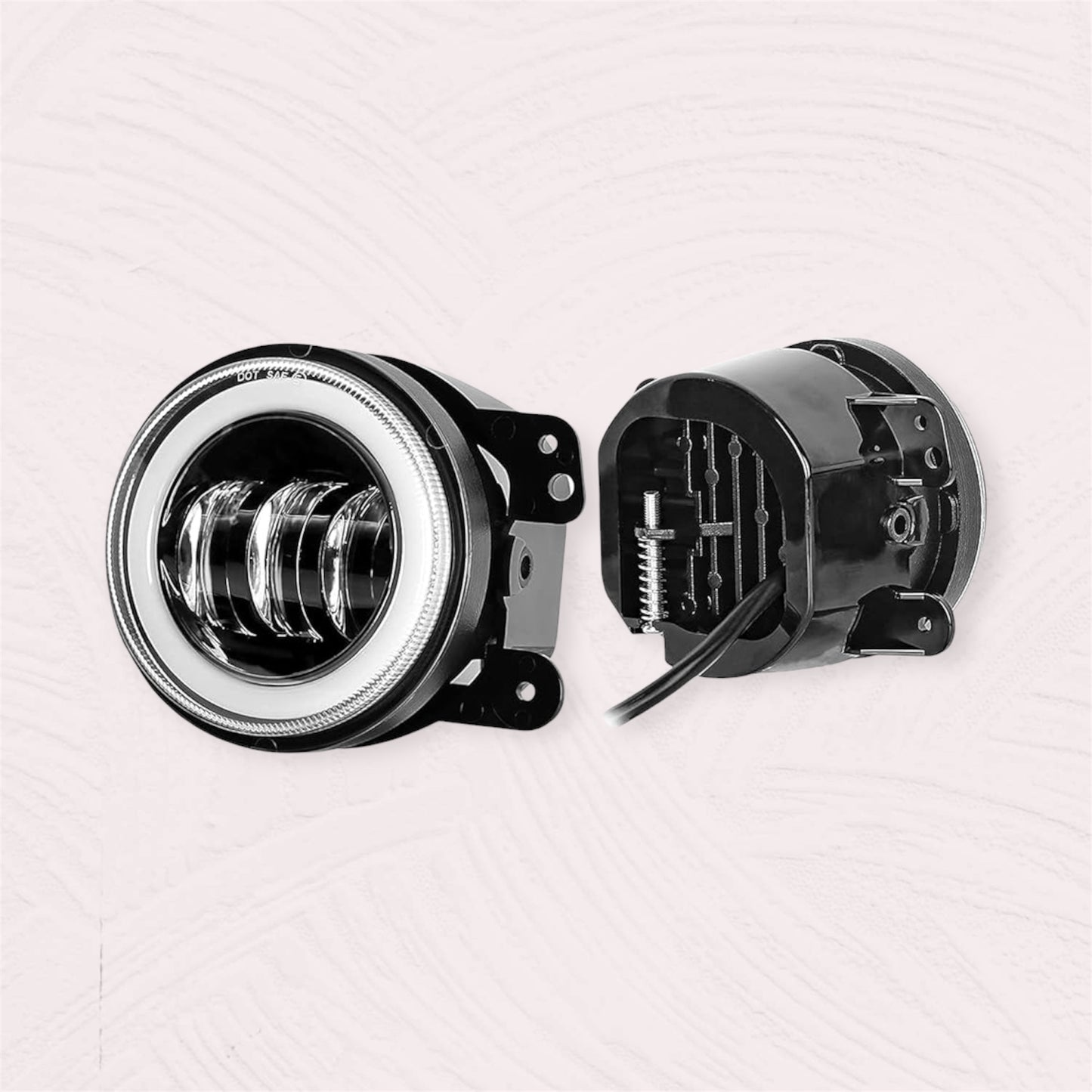 Dual-Color LED Round Fog Lights with DRL Ring – Universal Fit