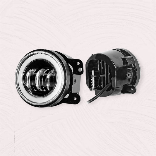 Dual-Color LED Round Fog Lights with DRL Ring – Universal Fit